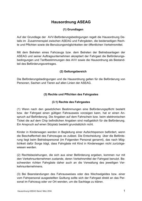 Hausordnung ASEAG