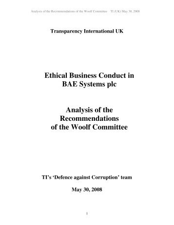 Ethical Business Conduct in BAE Systems plc Analysis - Ethics World
