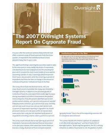 The 2007 Oversight Systems Report On Corporate ... - Ethics World