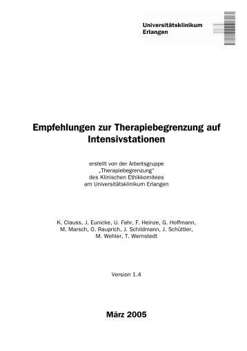 Empfehlungen zur Therapiebegrenzung auf Intensivstationen (PDF)