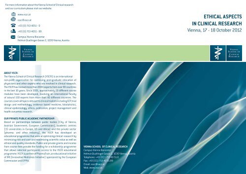 ETHICAL ASPECTS IN CLINICAL RESEARCH