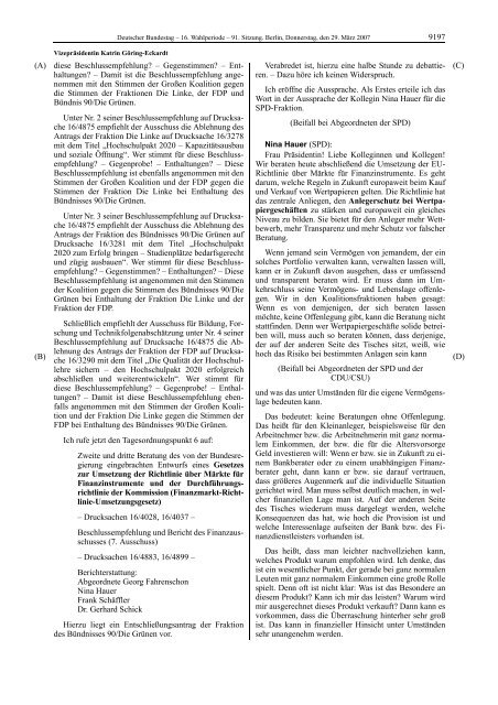 Plenarprotokoll 16/91 - Deutscher Bundestag