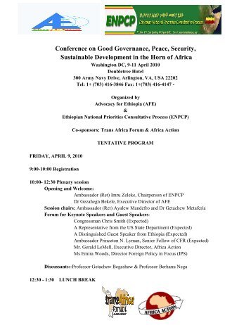 Conference on Good Governance, Peace, Security ... - Ethiomedia