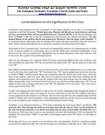 Significance of the Cross - The Ethiopian Orthodox Tewahedo Church