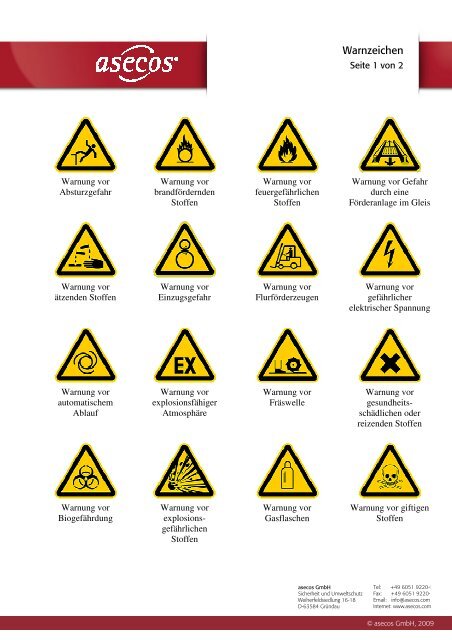 Warnzeichen, 342kB â PDF - Asecos GmbH