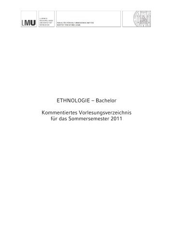 Bachelor-Studiengang - Ethnologie - LMU