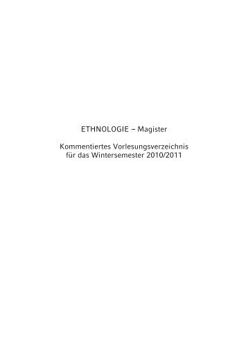 Magister-Studiengang - Ethnologie - LMU