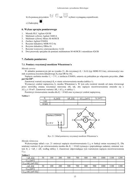 POMIARY PARAMETRÓW ELEMENTÓW RLC - Ćwiczenie nr 6