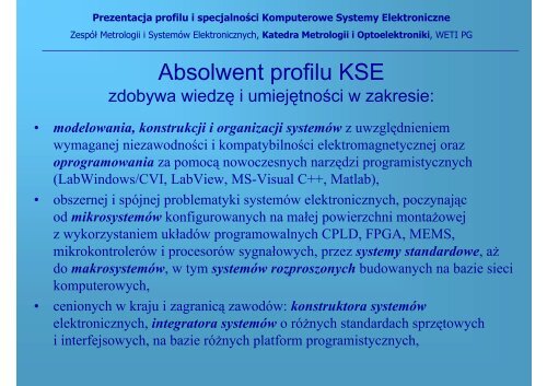 Komputerowe Systemy Elektroniczne - Wydział Elektroniki ...