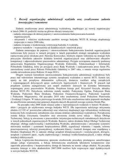 Sprawozdanie z działalności WETI 2006-2010 - Wydział Elektroniki ...