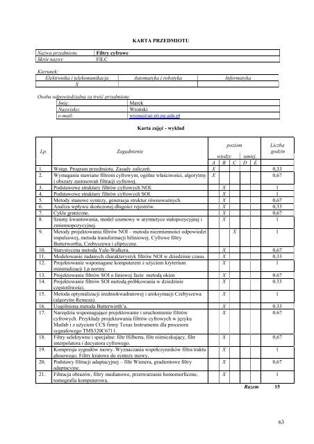 Wersja pełna [11,39 MB] - Wydział Elektroniki, Telekomunikacji i ...