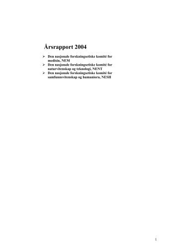 Årsrapport 2004.pdf - De nasjonale forskningsetiske komiteer