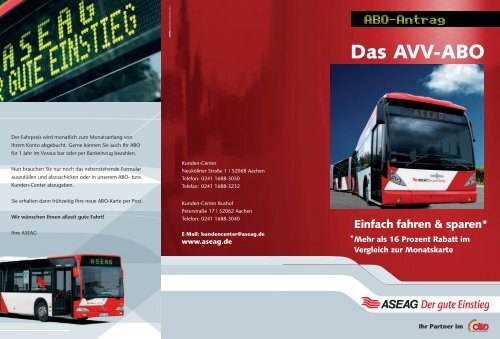 Das AVV-ABO - ASEAG Der gute Einstieg