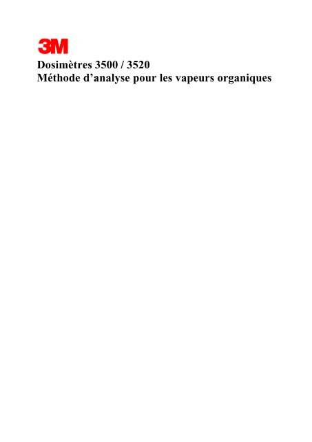 Dosimètres 3500 / 3520 Méthode d'analyse pour les vapeurs ... - Etilux