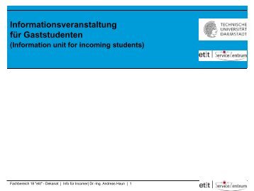 Incomer - Fachbereich Elektrotechnik und Informationstechnik