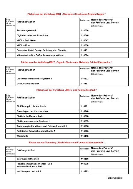 Exam registration form ETIT_PO_2007 - Fachbereich Elektrotechnik ...