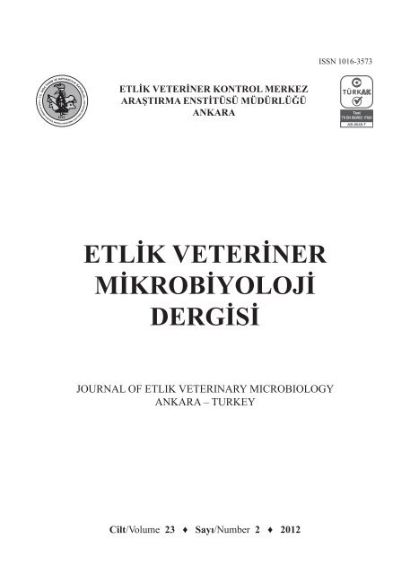 Cilt/Volume 23 Sayı/Number 2 2012 - veteriner kontrol merkez ...