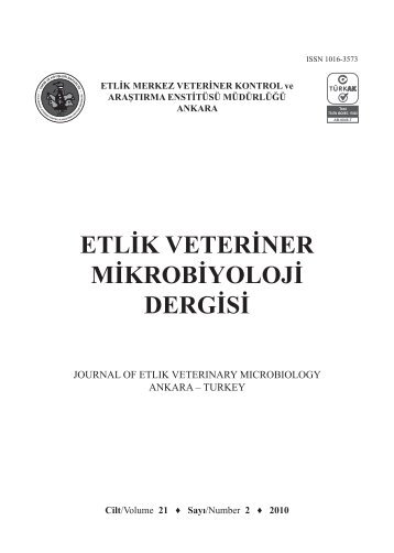 Cilt/Volume 21 Sayı/Number 2 2010 - veteriner kontrol merkez ...