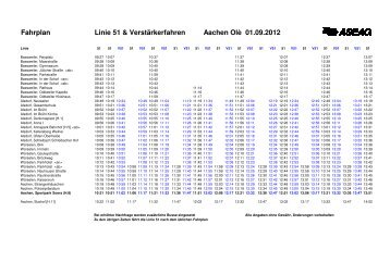 Fahrplan Linie 51 & Verstärkerfahren Aachen Olè 01.09.2012
