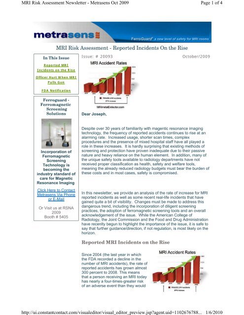 MRI Risk Assessment - Reported Incidents On the ... - ETS-Lindgren