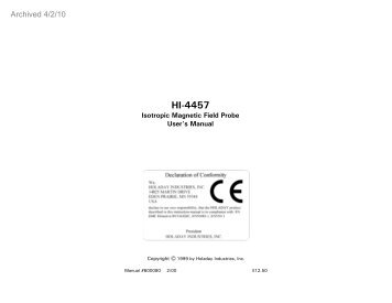 HI-4457 Isotropic Magnetic Field Probe User Manual - ETS-Lindgren