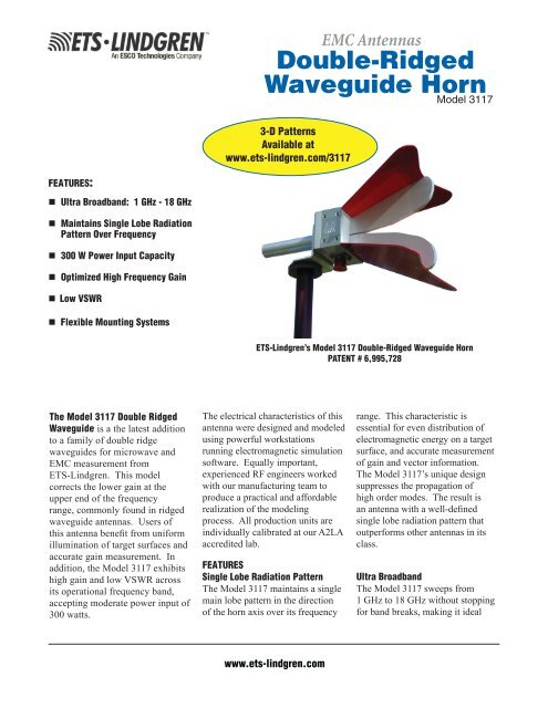 Double-Ridged Waveguide Horn - ETS-Lindgren