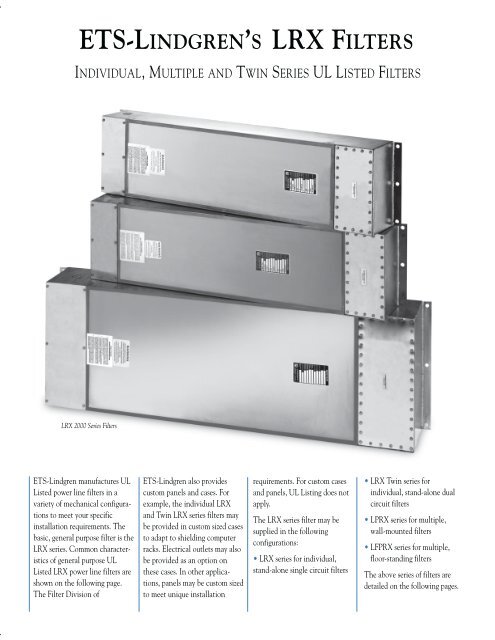 One Line Single Phase Filters - ETS-Lindgren