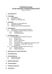 Tarifbestimmungen für den Aachener Verkehrsverbund (AVV)