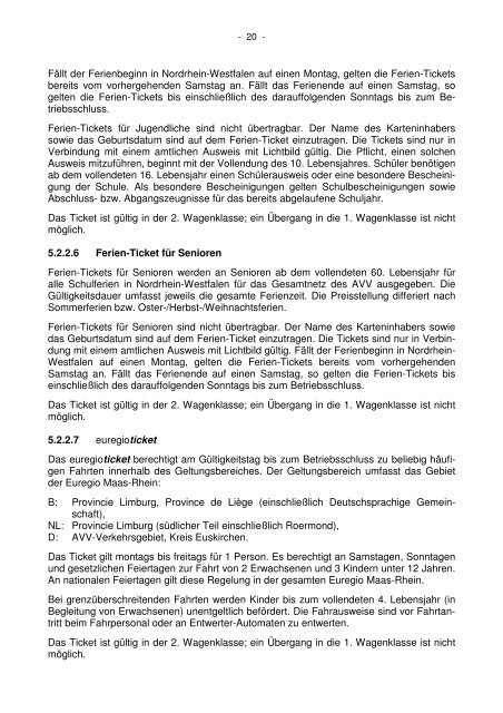 Tarifbestimmungen für den Aachener Verkehrsverbund (AVV)