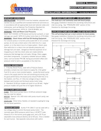 Form Bst Pmps - Install Info, Boost Pumps Bx-xxxxCM, 04 ... - Suntec