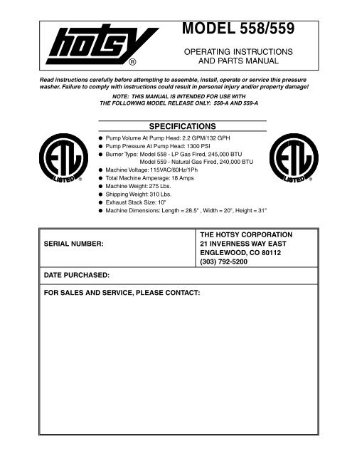 Hotsy 558-559_0111 - ETS Company Pressure Washers and More