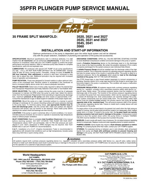 35pfr Plunger Pump Service Manual Cat Pumps