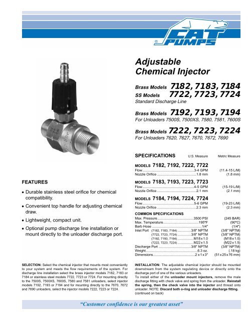 7182-7724 Data Sheet - Cat Pumps