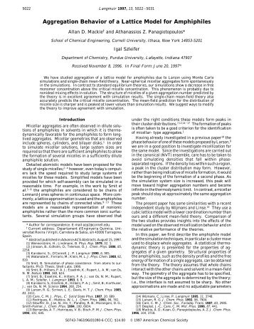 Aggregation Behavior of a Lattice Model for Amphiphiles - etsEQ