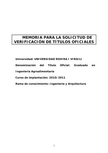 memoria para la solicitud de verificación de títulos oficiales - etsEQ ...