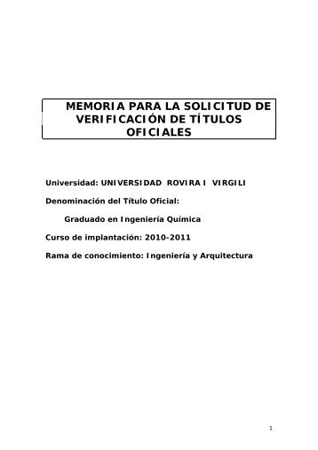 memoria para la solicitud de verificación de títulos oficiales - etsEQ ...