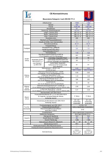 CE-Kennzeichnung 10 (Kurzhohlblocksteine)