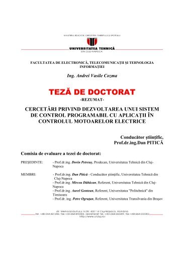 Rezumat teza - Universitatea Tehnic?