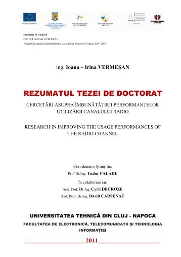 Rezumat teza - Facultatea de Electronica, Telecomunicatii si ...