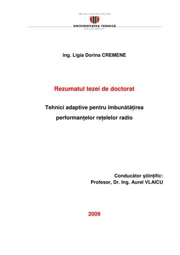 Rezumat teza Ligia Dorina Cremene - Universitatea Tehnic?