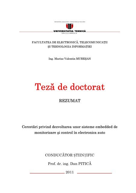 Rezumat Teza Facultatea De Electronica Telecomunicatii Si