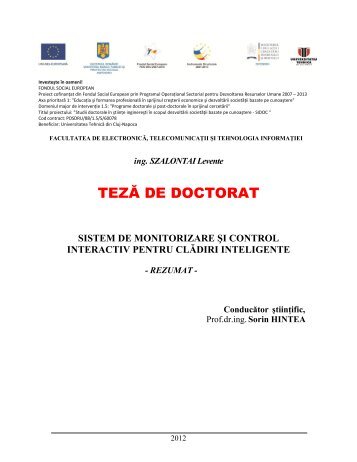 Rezumat teza - Facultatea de Electronica, Telecomunicatii si ...