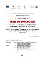 Rezumat teza - Facultatea de Electronica, Telecomunicatii si ...