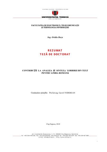 REZUMAT TEZ? DE DOCTORAT