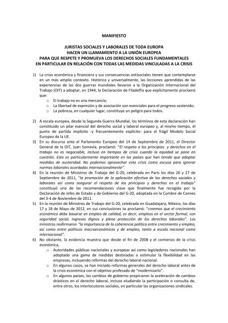 manifiesto juristas sociales y laborales de toda europa hacen un ...