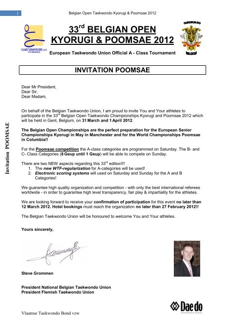 Invitation Belgian Open Taekwondo 2010 - European Taekwondo ...