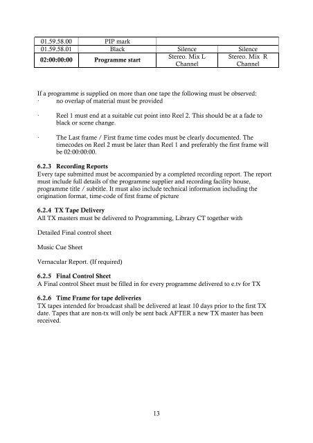 Technical Delivery Standards for SD and HD - e.tv