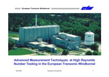 Advanced Measurement Techniques at High Reynolds ... - ETW