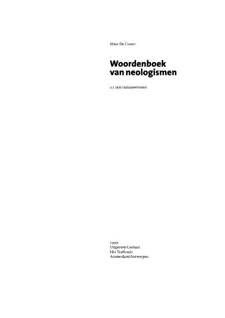 Woordenboek van neologismen - Etymologiebank