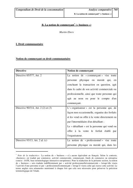 Compendium de Droit de la consommation Analyse comparative ...